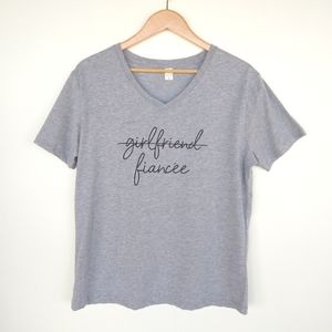Girlfriend to Fiance Gray V-Neck Short Sleeve Tee